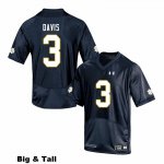 Notre Dame Fighting Irish Men's Avery Davis #3 Navy Under Armour Authentic Stitched Big & Tall College NCAA Football Jersey JEW5199WF